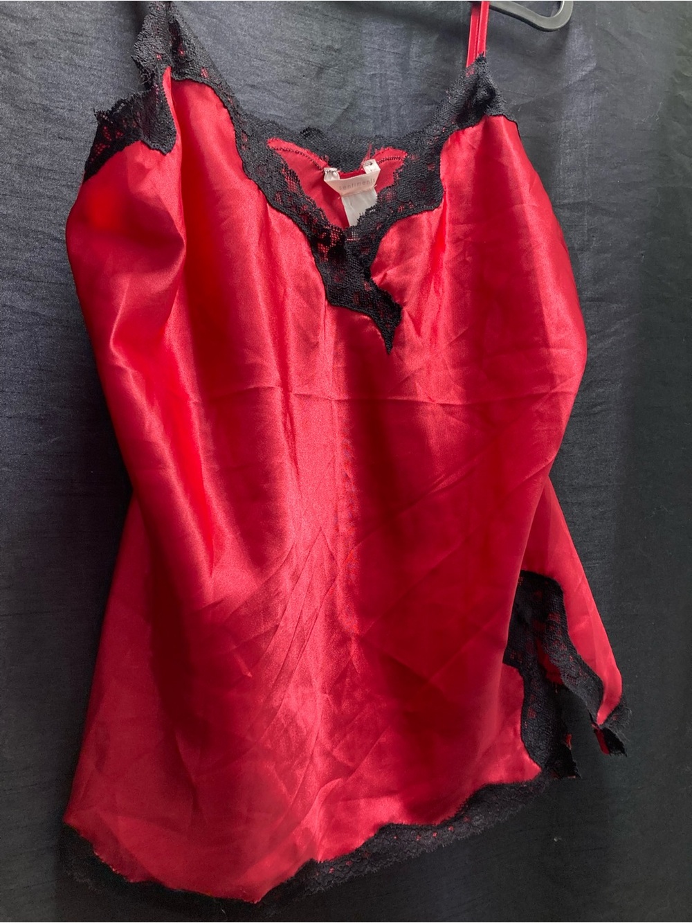 Sentiments Red Satin Lace Cami Medium Y2K Lingerie Sleepwear